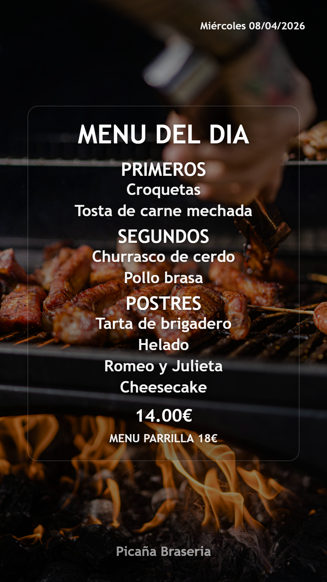 Menú del día listo para Instagram