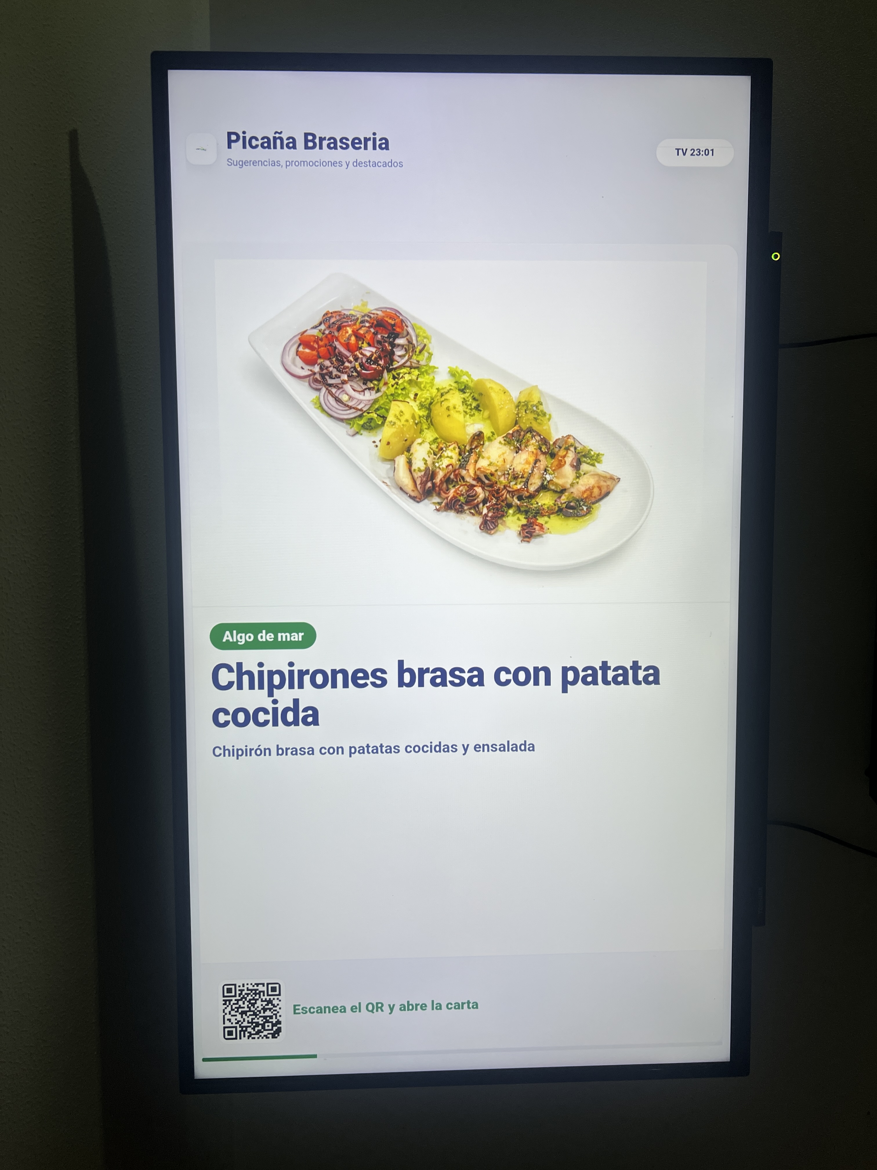 Carta funcionando en TV